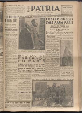 'Patria : diario de Falange Española Tradicionalista y de las J.O.N.S.' - Año XX Número 6140 - 1955 mayo 7