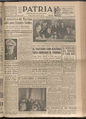 'Patria : diario de Falange Española Tradicionalista y de las J.O.N.S.' - Año XX Número 6142 - 1955 mayo 10