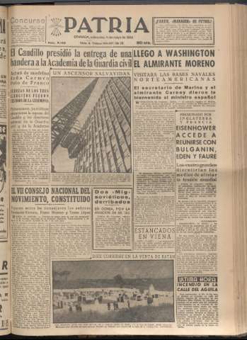 'Patria : diario de Falange Española Tradicionalista y de las J.O.N.S.' - Año XX Número 6143 - 1955 mayo 11