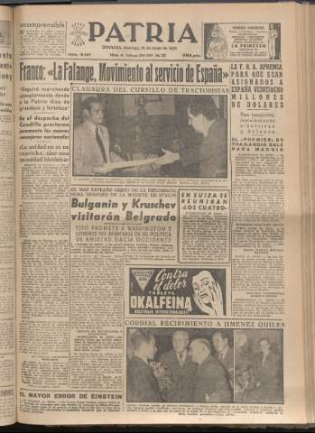 'Patria : diario de Falange Española Tradicionalista y de las J.O.N.S.' - Año XX Número 6147 - 1955 mayo 15