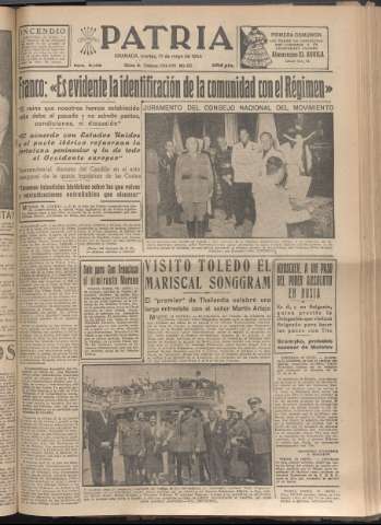 'Patria : diario de Falange Española Tradicionalista y de las J.O.N.S.' - Año XX Número 6148 - 1955 mayo 17