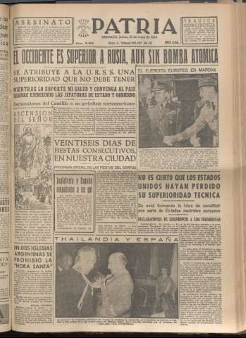 'Patria : diario de Falange Española Tradicionalista y de las J.O.N.S.' - Año XX Número 6150 - 1955 mayo 19