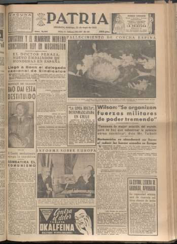 'Patria : diario de Falange Española Tradicionalista y de las J.O.N.S.' - Año XX Número 6153 - 1955 mayo 22