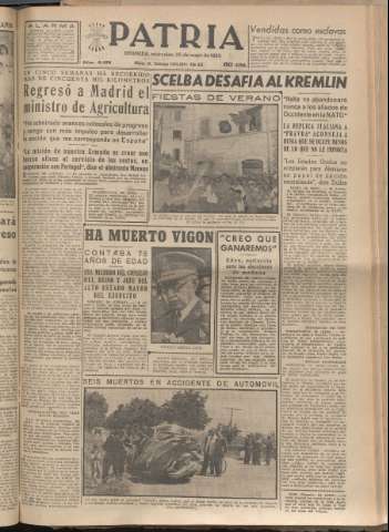 'Patria : diario de Falange Española Tradicionalista y de las J.O.N.S.' - Año XX Número 6155 - 1955 mayo 25