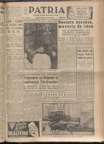 'Patria : diario de Falange Española Tradicionalista y de las J.O.N.S.' - Año XX Número 6159 - 1955 mayo 29