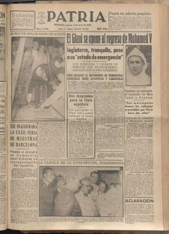 'Patria : diario de Falange Española Tradicionalista y de las J.O.N.S.' - Año XX Número 6162 - 1955 junio 2