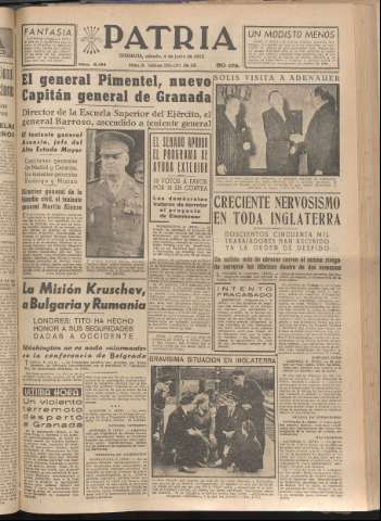 'Patria : diario de Falange Española Tradicionalista y de las J.O.N.S.' - Año XX Número 6164 - 1955 junio 4