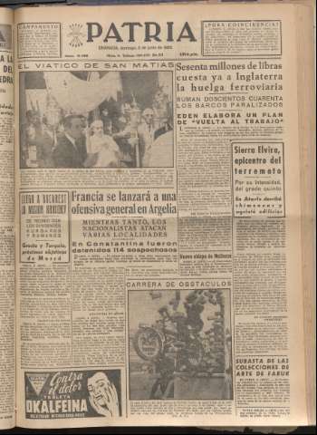 'Patria : diario de Falange Española Tradicionalista y de las J.O.N.S.' - Año XX Número 6165 - 1955 junio 5