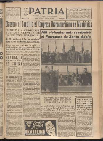 'Patria : diario de Falange Española Tradicionalista y de las J.O.N.S.' - Año XX Número 6176 - 1955 junio 19