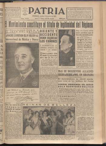 'Patria : diario de Falange Española Tradicionalista y de las J.O.N.S.' - Año XX Número 6177 - 1955 junio 21