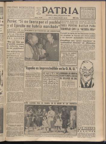 'Patria : diario de Falange Española Tradicionalista y de las J.O.N.S.' - Año XX Número 6181 - 1955 junio 25