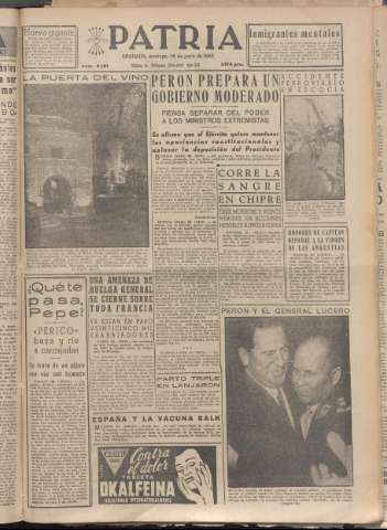 'Patria : diario de Falange Española Tradicionalista y de las J.O.N.S.' - Año XX Número 6181 - 1955 junio 26