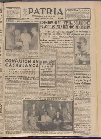'Patria : diario de Falange Española Tradicionalista y de las J.O.N.S.' - Año XX Número 6184 - 1955 junio 30