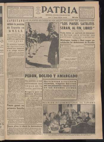'Patria : diario de Falange Española Tradicionalista y de las J.O.N.S.' - Año XX Número 6189 - 1955 julio 6