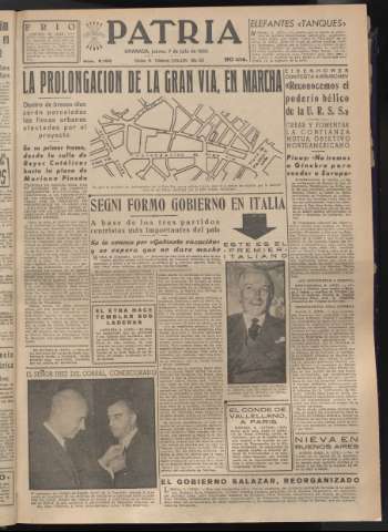 'Patria : diario de Falange Española Tradicionalista y de las J.O.N.S.' - Año XX Número 6190 - 1955 julio 7