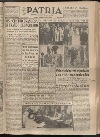 'Patria : diario de Falange Española Tradicionalista y de las J.O.N.S.' - Año XX Número 6202 - 1955 julio 21