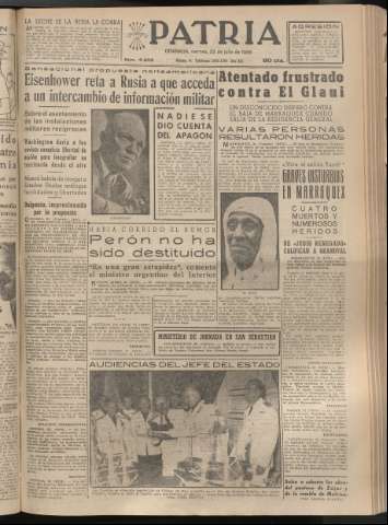 'Patria : diario de Falange Española Tradicionalista y de las J.O.N.S.' - Año XX Número 6203 - 1955 julio 22