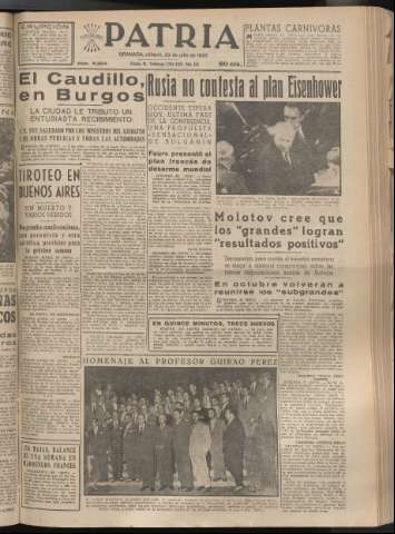 'Patria : diario de Falange Española Tradicionalista y de las J.O.N.S.' - Año XX Número 6204 - 1955 julio 23