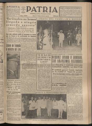 'Patria : diario de Falange Española Tradicionalista y de las J.O.N.S.' - Año XX Número 6206 - 1955 julio 26