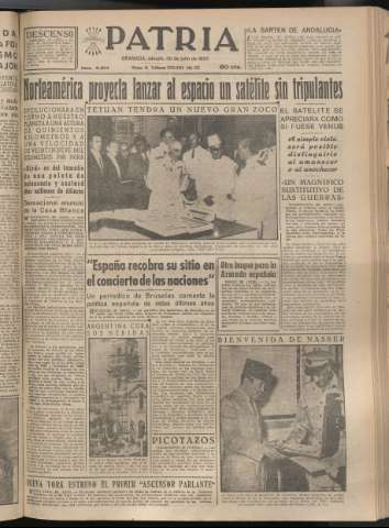 'Patria : diario de Falange Española Tradicionalista y de las J.O.N.S.' - Año XX Número 6201 - 1955 julio 30