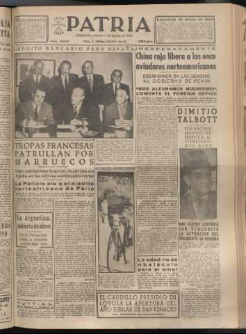 'Patria : diario de Falange Española Tradicionalista y de las J.O.N.S.' - Año XX Número 6203 - 1955 agosto 2