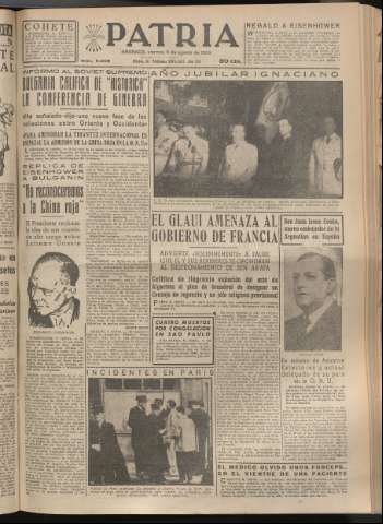 'Patria : diario de Falange Española Tradicionalista y de las J.O.N.S.' - Año XX Número 6205 - 1955 agosto 5