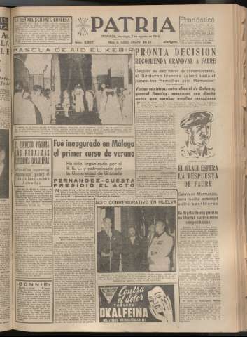 'Patria : diario de Falange Española Tradicionalista y de las J.O.N.S.' - Año XX Número 6207 - 1955 agosto 7