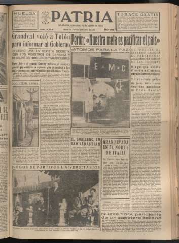 'Patria : diario de Falange Española Tradicionalista y de las J.O.N.S.' - Año XX Número 6209 - 1955 agosto 10