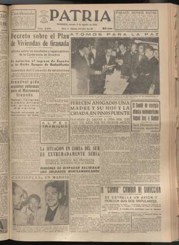 'Patria : diario de Falange Española Tradicionalista y de las J.O.N.S.' - Año XX Número 6210 - 1955 agosto 11