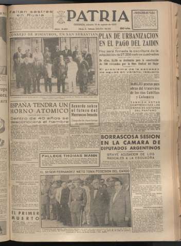 'Patria : diario de Falange Española Tradicionalista y de las J.O.N.S.' - Año XX Número 6212 - 1955 agosto 13