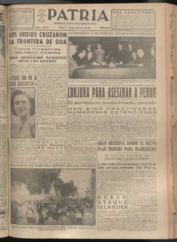 'Patria : diario de Falange Española Tradicionalista y de las J.O.N.S.' - Año XX Número 6214 - 1955 agosto 16