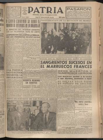 'Patria : diario de Falange Española Tradicionalista y de las J.O.N.S.' - Año XX Número 6217 - 1955 agosto 19