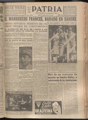 'Patria : diario de Falange Española Tradicionalista y de las J.O.N.S.' - Año XX Número 6219 - 1955 agosto 21