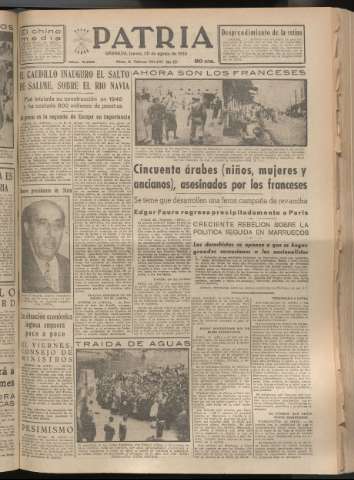 'Patria : diario de Falange Española Tradicionalista y de las J.O.N.S.' - Año XX Número 6222 - 1955 agosto 25