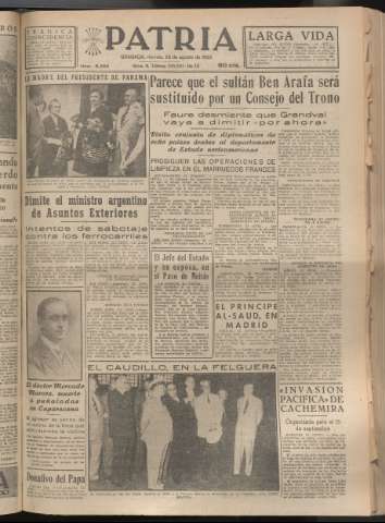 'Patria : diario de Falange Española Tradicionalista y de las J.O.N.S.' - Año XX Número 6223 - 1955 agosto 26