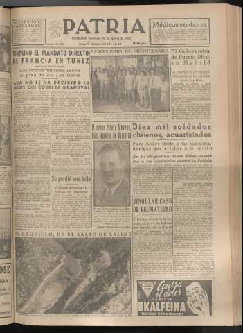 'Patria : diario de Falange Española Tradicionalista y de las J.O.N.S.' - Año XX Número 6225 - 1955 agosto 28