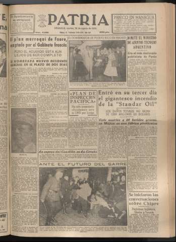 'Patria : diario de Falange Española Tradicionalista y de las J.O.N.S.' - Año XX Número 6226 - 1955 agosto 30