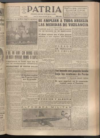 'Patria : diario de Falange Española Tradicionalista y de las J.O.N.S.' - Año XX Número 6227 - 1955 agosto 31