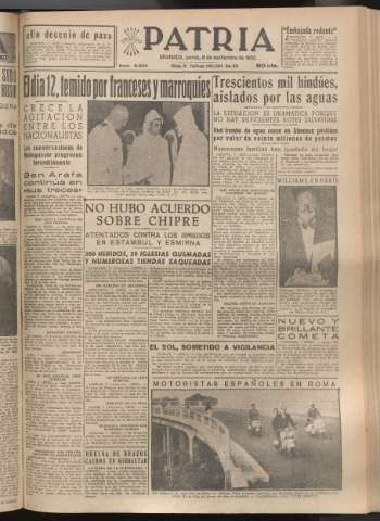 'Patria : diario de Falange Española Tradicionalista y de las J.O.N.S.' - Año XX Número 6234 - 1955 septiembre 8