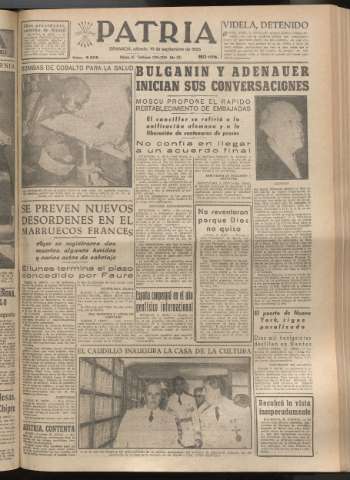 'Patria : diario de Falange Española Tradicionalista y de las J.O.N.S.' - Año XX Número 6236 - 1955 septiembre 10