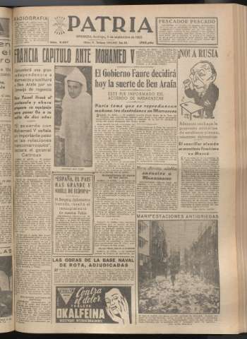 'Patria : diario de Falange Española Tradicionalista y de las J.O.N.S.' - Año XX Número 6237 - 1955 septiembre 11