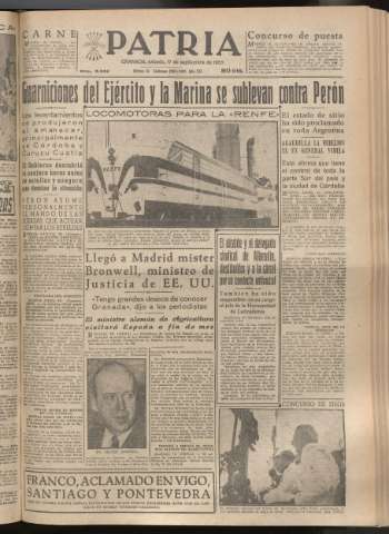'Patria : diario de Falange Española Tradicionalista y de las J.O.N.S.' - Año XX Número 6242 - 1955 septiembre 17