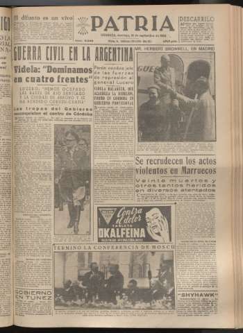 'Patria : diario de Falange Española Tradicionalista y de las J.O.N.S.' - Año XX Número 6243 - 1955 septiembre 18