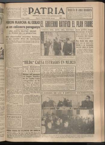 'Patria : diario de Falange Española Tradicionalista y de las J.O.N.S.' - Año XX Número 6245 - 1955 septiembre 21