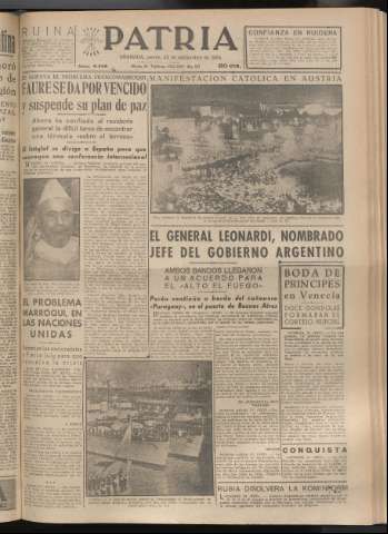'Patria : diario de Falange Española Tradicionalista y de las J.O.N.S.' - Año XX Número 6246 - 1955 septiembre 22