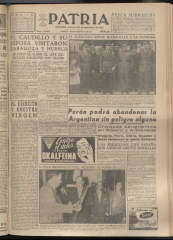 'Patria : diario de Falange Española Tradicionalista y de las J.O.N.S.' - Año XX Número 6249 - 1955 septiembre 25