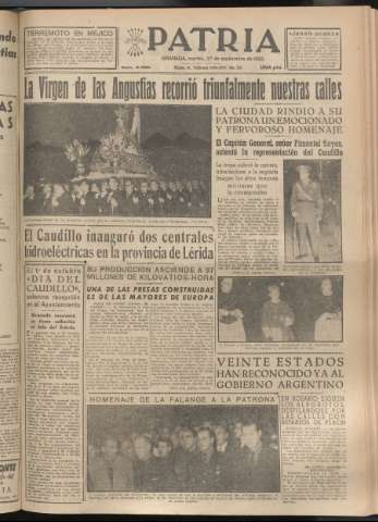'Patria : diario de Falange Española Tradicionalista y de las J.O.N.S.' - Año XX Número 6250 - 1955 septiembre 27