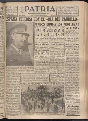 'Patria : diario de Falange Española Tradicionalista y de las J.O.N.S.' - Año XX Número 6254 - 1955 octubre 1