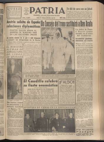 'Patria : diario de Falange Española Tradicionalista y de las J.O.N.S.' - Año XX Número 6257 - 1955 octubre 5