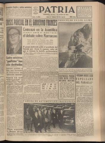 'Patria : diario de Falange Española Tradicionalista y de las J.O.N.S.' - Año XX Número 6259 - 1955 octubre 7